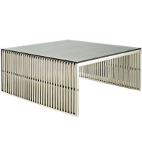 Modway EEI-284-SLV Gridiron Coffee Table in Silver