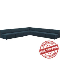 Modway EEI-2841-BLU Mingle 7 Piece Upholstered Fabric Sectional Sofa Set