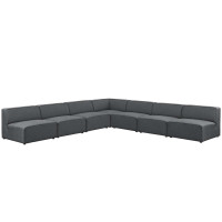 Modway EEI-2841-GRY Mingle 7 Piece Upholstered Fabric Sectional Sofa Set