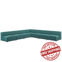 Modway EEI-2841-TEA Mingle 7 Piece Upholstered Fabric Sectional Sofa Set