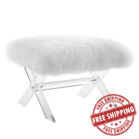 Modway EEI-2843-CLR-WHI Swift Sheepskin Bench