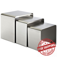 Modway EEI-286-SLV Rush Nesting Table in Silver