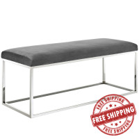Modway EEI-2869-SLV-GRY Anticipate Performance Velvet Bench
