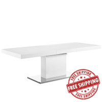 Modway EEI-2870-WHI-SLV Vector Expandable Dining Table