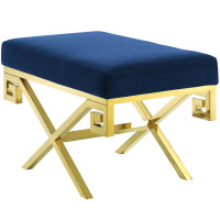 Modway EEI-2879-GLD-NAV Rove Velvet Performance Velvet Bench