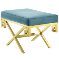 Modway EEI-2879-GLD-SEA Rove Velvet Performance Velvet Bench