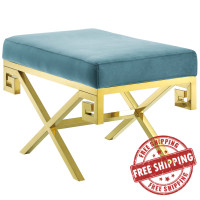 Modway EEI-2879-GLD-SEA Rove Velvet Performance Velvet Bench