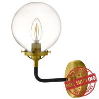 Modway EEI-2885 Reckon Amber Glass and Brass Wall Sconce Light