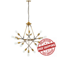 Modway EEI-2892 Request Antique Brass 18 Light Mid-Century Pendant Chandelier