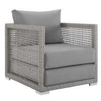 Modway EEI-2918-GRY-GRY Aura Rattan Outdoor Patio Armchair