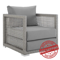 Modway EEI-2918-GRY-GRY Aura Rattan Outdoor Patio Armchair