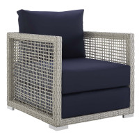 Modway EEI-2918-GRY-NAV Aura Rattan Outdoor Patio Armchair