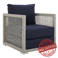 Modway EEI-2918-GRY-NAV Aura Rattan Outdoor Patio Armchair