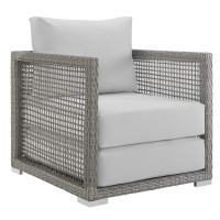 Modway EEI-2918-GRY-WHI Aura Rattan Outdoor Patio Armchair