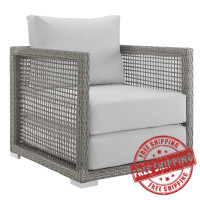 Modway EEI-2918-GRY-WHI Aura Rattan Outdoor Patio Armchair