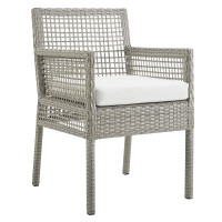Modway EEI-2920-GRY-WHI Aura Outdoor Patio Wicker Rattan Dining Armchair