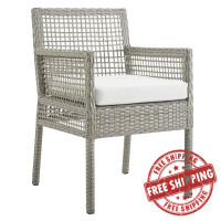 Modway EEI-2920-GRY-WHI Aura Outdoor Patio Wicker Rattan Dining Armchair