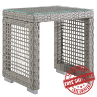 Modway EEI-2922-GRY Aura Outdoor Patio Wicker Rattan Side Table