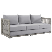 Modway EEI-2923-GRY-GRY Aura Outdoor Patio Wicker Rattan Sofa