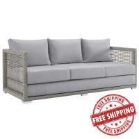 Modway EEI-2923-GRY-GRY Aura Outdoor Patio Wicker Rattan Sofa