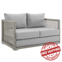 Modway EEI-2924-GRY-GRY Aura Outdoor Patio Wicker Rattan Loveseat