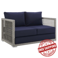 Modway EEI-2924-GRY-NAV Aura Outdoor Patio Wicker Rattan Loveseat