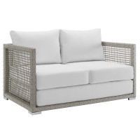 Modway EEI-2924-GRY-WHI Aura Outdoor Patio Wicker Rattan Loveseat
