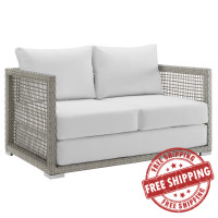 Modway EEI-2924-GRY-WHI Aura Outdoor Patio Wicker Rattan Loveseat