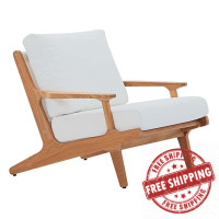 Modway EEI-2933-NAT-WHI Saratoga Outdoor Patio Teak Armchair