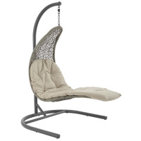 Modway EEI-2952-LGR-BEI Landscape Hanging Chaise Lounge Outdoor Patio Swing Chair