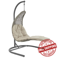 Modway EEI-2952-LGR-BEI Landscape Hanging Chaise Lounge Outdoor Patio Swing Chair