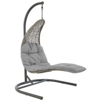 Modway EEI-2952-LGR-GRY Landscape Hanging Chaise Lounge Outdoor Patio Swing Chair