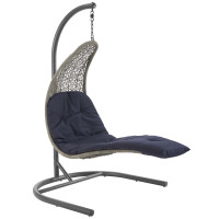 Modway EEI-2952-LGR-NAV Landscape Hanging Chaise Lounge Outdoor Patio Swing Chair