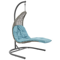 Modway EEI-2952-LGR-TRQ Landscape Hanging Chaise Lounge Outdoor Patio Swing Chair