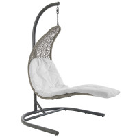 Modway EEI-2952-LGR-WHI Landscape Hanging Chaise Lounge Outdoor Patio Swing Chair