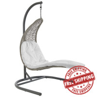 Modway EEI-2952-LGR-WHI Landscape Hanging Chaise Lounge Outdoor Patio Swing Chair