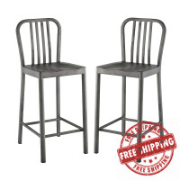 Modway EEI-2954-SLV-SET Clink Counter Stool Set of 2 Silver