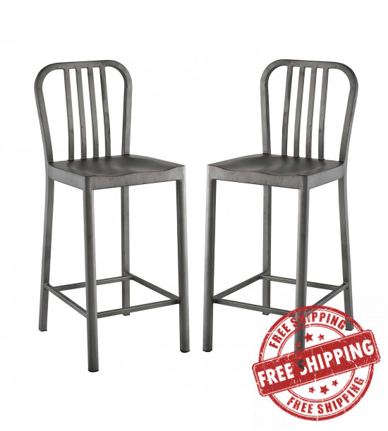 Modway EEI-2954-SLV-SET Clink Counter Stool Set of 2 Silver Modway EEI-2954-SLV-SET Clink Counter Stool Set of 2 Silver