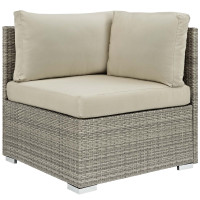 Modway EEI-2957-LGR-BEI Repose Sunbrella Fabric Outdoor Patio Corner