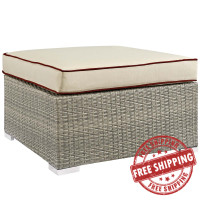 Modway EEI-2962-LGR-BEI Repose Outdoor Patio Upholstered Fabric Ottoman
