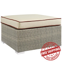Modway EEI-2962-LGR-BEI Repose Outdoor Patio Upholstered Fabric Ottoman