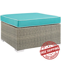 Modway EEI-2962-LGR-TRQ Repose Outdoor Patio Upholstered Fabric Ottoman