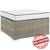 Modway EEI-2962-LGR-WHI Repose Outdoor Patio Upholstered Fabric Ottoman
