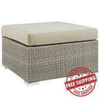 Modway EEI-2963-LGR-BEI Repose Sunbrella Fabric Outdoor Patio Ottoman
