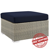 Modway EEI-2963-LGR-NAV Repose Sunbrella Fabric Outdoor Patio Ottoman
