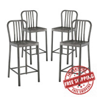 Modway EEI-2964-SLV-SET Clink Counter Stool Set of 4 Silver