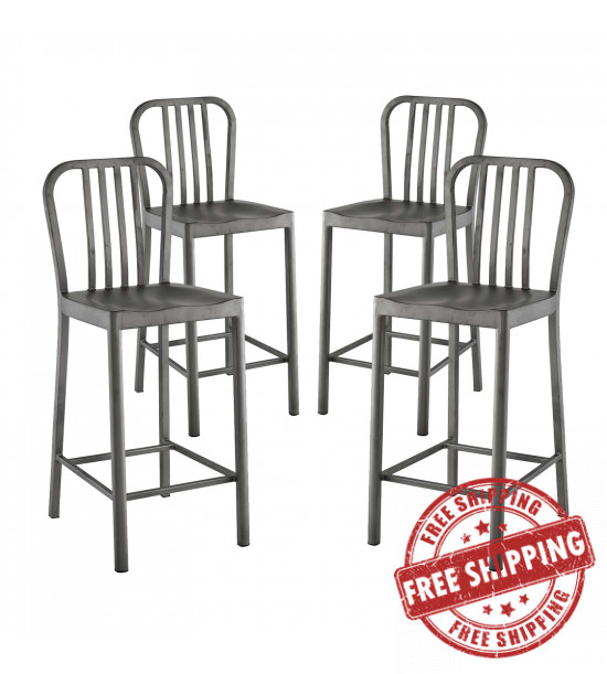 Modway EEI-2964-SLV-SET Clink Counter Stool Set of 4 Silver Modway EEI-2964-SLV-SET Clink Counter Stool Set of 4 Silver