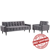 Modway EEI-2969-GRY-SET Delve Living Room Set Performance Velvet Set of 2
