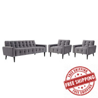 Modway EEI-2970-GRY-SET Delve Living Room Set Performance Velvet Set of 3