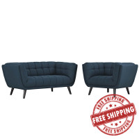 Modway EEI-2972-BLU-SET Bestow 2 Piece Upholstered Fabric Loveseat and Armchair Set
